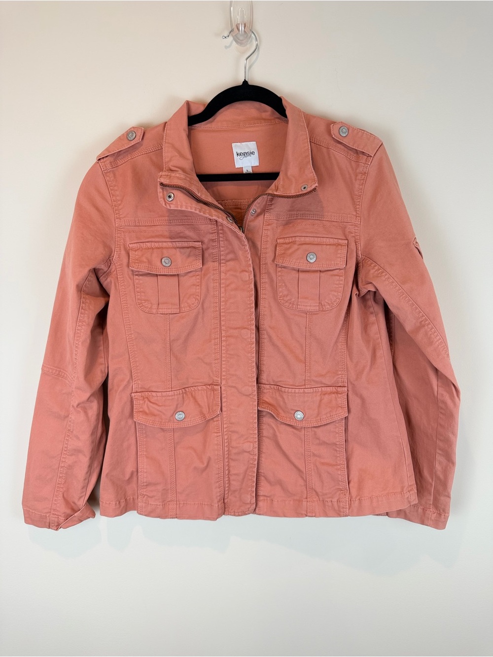 Kensie Women's Rose Utility Jacket with Pockets. Size Large